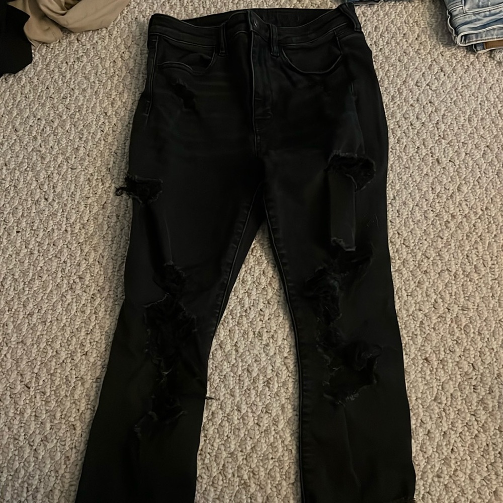 Ripped Jeans American Eagle. Black. Size 6 Regular